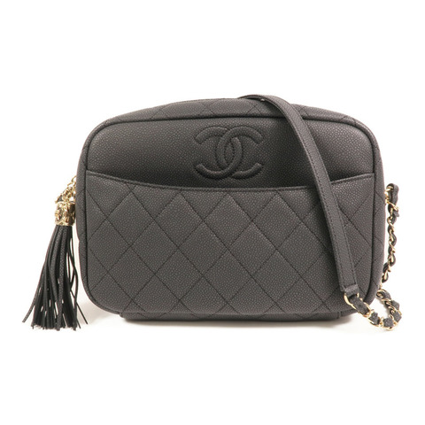 CHANEL 牛皮皮革Carmera Bag金扣鏈帶肩背袋