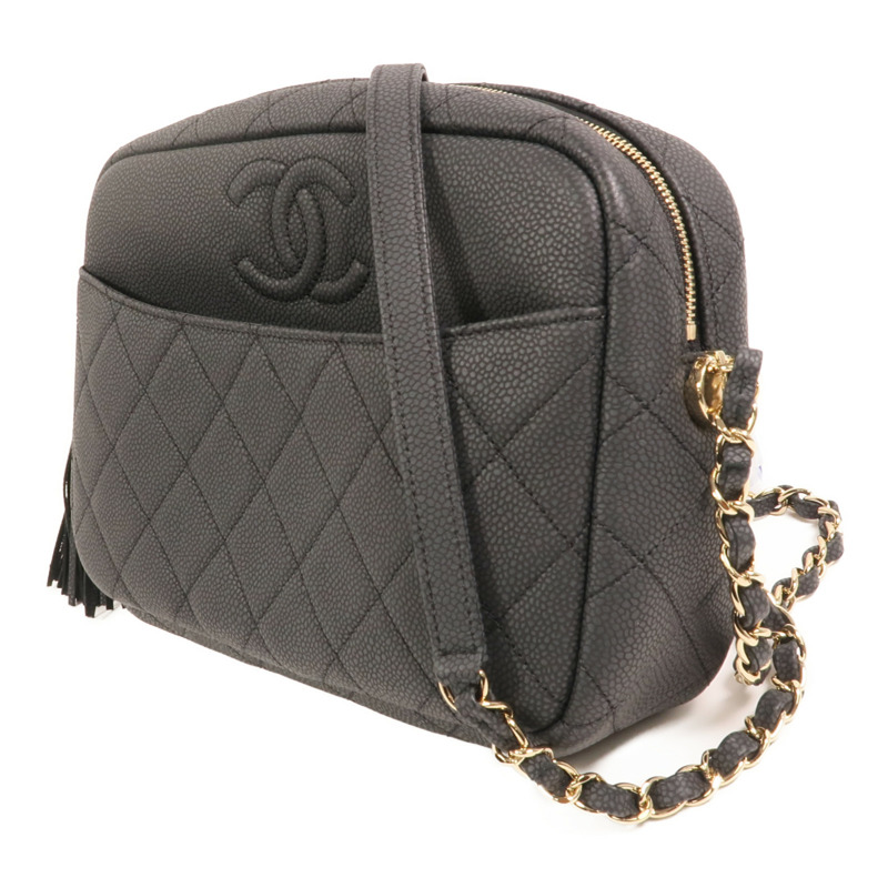CHANEL 牛皮皮革Carmera Bag金扣鏈帶肩背袋-2