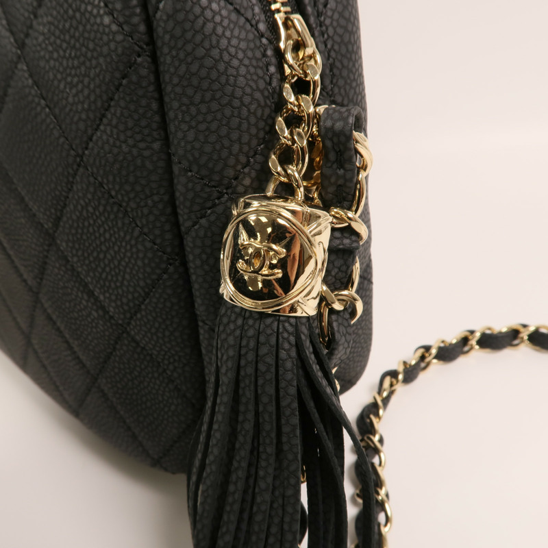 CHANEL 牛皮皮革Carmera Bag金扣鏈帶肩背袋-10