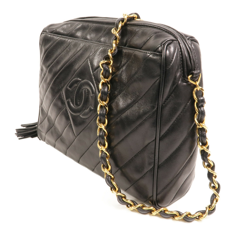 CHANEL 羊皮皮革Vintage Camera Bag金扣鏈帶肩背袋-2