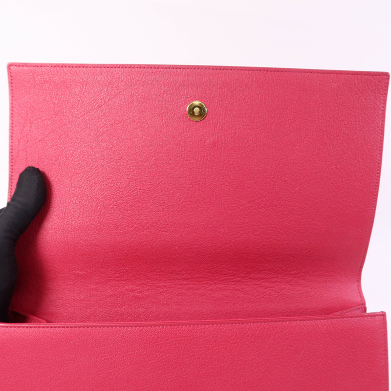 YVES SAINT LAURENT 牛皮皮革Belle De Jour Clutch金扣手拿包-13