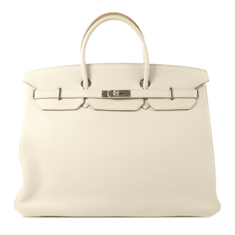 HERMES Clemence皮革Birkin 40銀扣手挽袋Gris Pearl