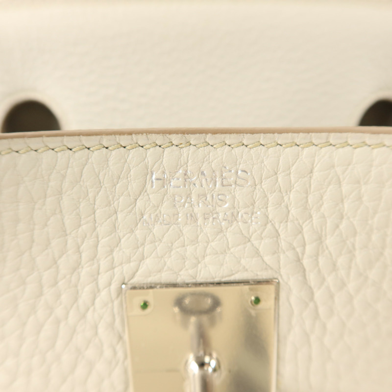 HERMES Clemence皮革Birkin 40銀扣手挽袋Gris Pearl-5