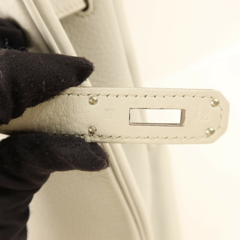 HERMES Clemence皮革Birkin 40銀扣手挽袋Gris Pearl-6