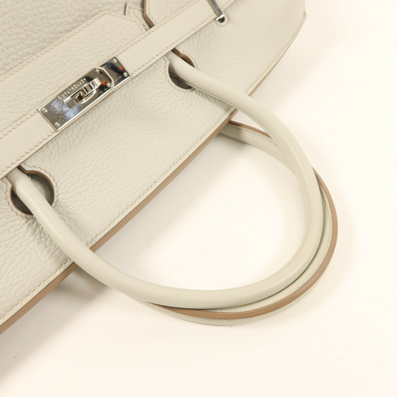 HERMES Clemence皮革Birkin 40銀扣手挽袋Gris Pearl-7