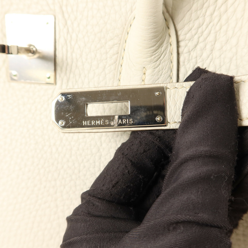 HERMES Clemence皮革Birkin 40銀扣手挽袋Gris Pearl-9