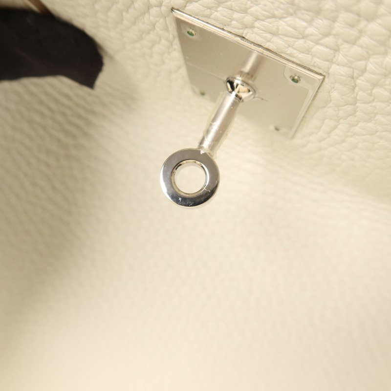 HERMES Clemence皮革Birkin 40銀扣手挽袋Gris Pearl-10