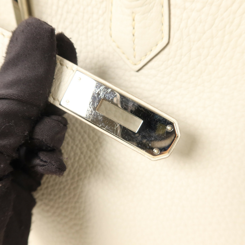 HERMES Clemence皮革Birkin 40銀扣手挽袋Gris Pearl-11