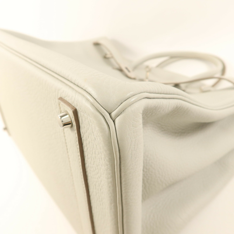 HERMES Clemence皮革Birkin 40銀扣手挽袋Gris Pearl-12