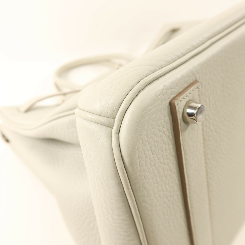 HERMES Clemence皮革Birkin 40銀扣手挽袋Gris Pearl-13