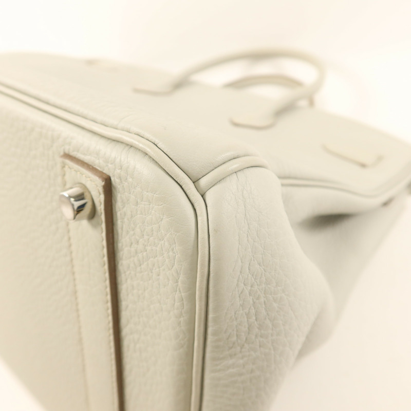 HERMES Clemence皮革Birkin 40銀扣手挽袋Gris Pearl-14