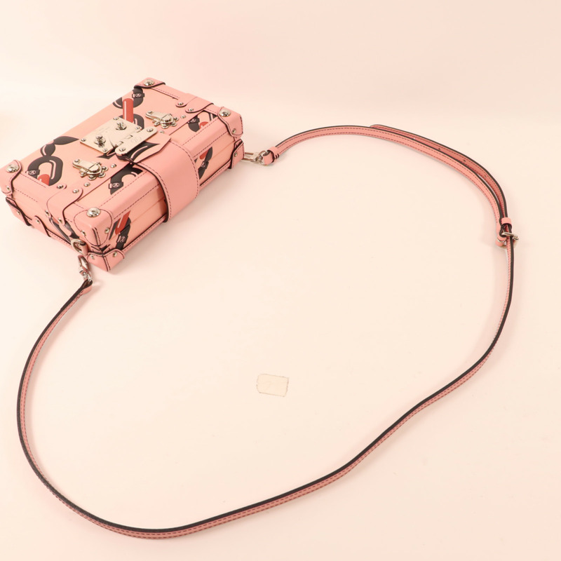 LOUIS VUITTON Epi Petite Malle Pink Chain Flower銀扣肩背袋-6