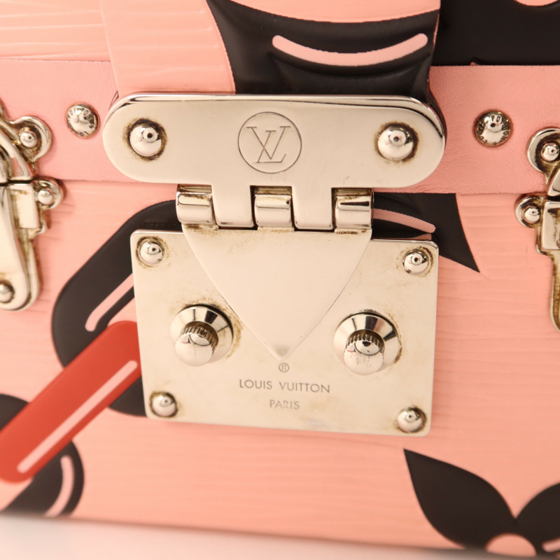 LOUIS VUITTON Epi Petite Malle Pink Chain Flower銀扣肩背袋-7