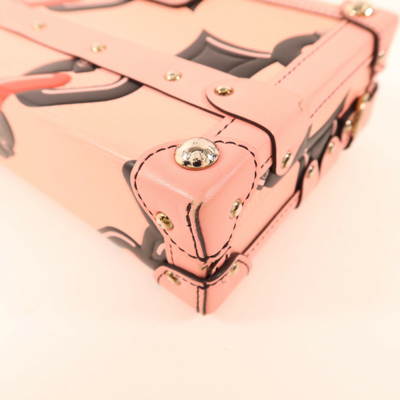 LOUIS VUITTON Epi Petite Malle Pink Chain Flower銀扣肩背袋-12