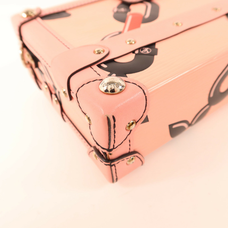 LOUIS VUITTON Epi Petite Malle Pink Chain Flower銀扣肩背袋-13