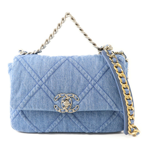 CHANEL 牛仔布Chanel 19鏈帶手挽肩背兩用袋