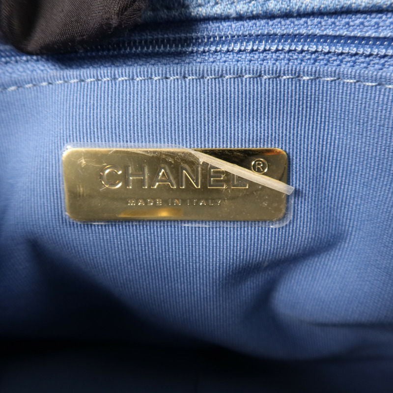 CHANEL 牛仔布Chanel 19鏈帶手挽肩背兩用袋-5