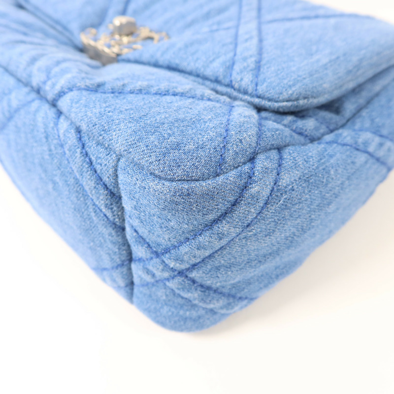 CHANEL 牛仔布Chanel 19鏈帶手挽肩背兩用袋-10