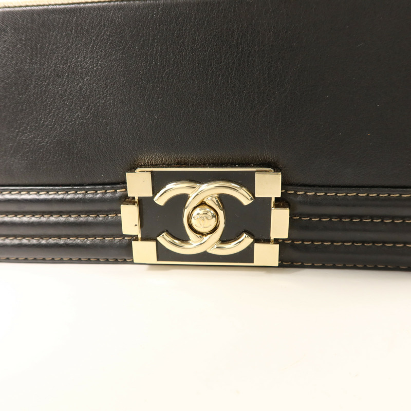 CHANEL 牛皮皮革Boy 25金扣鏈帶肩背袋-10
