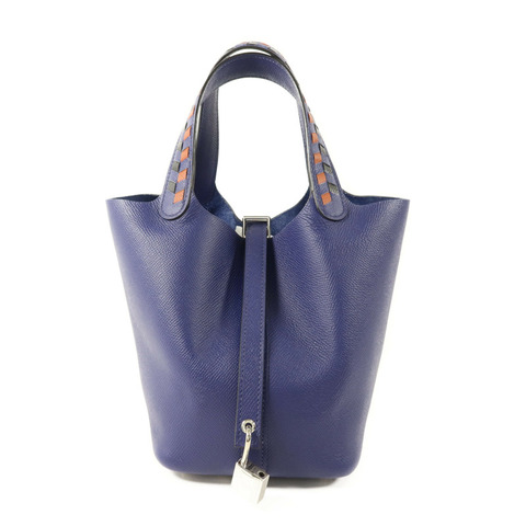 HERMES Epsom皮革Picotin Lock 18銀扣手挽袋Bleu Encre