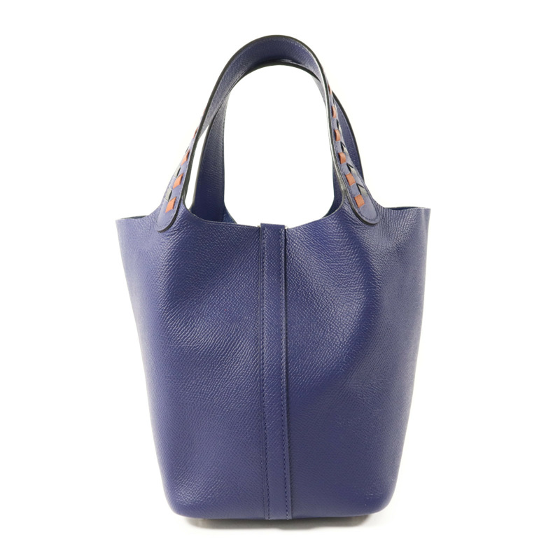 HERMES Epsom皮革Picotin Lock 18銀扣手挽袋Bleu Encre-1