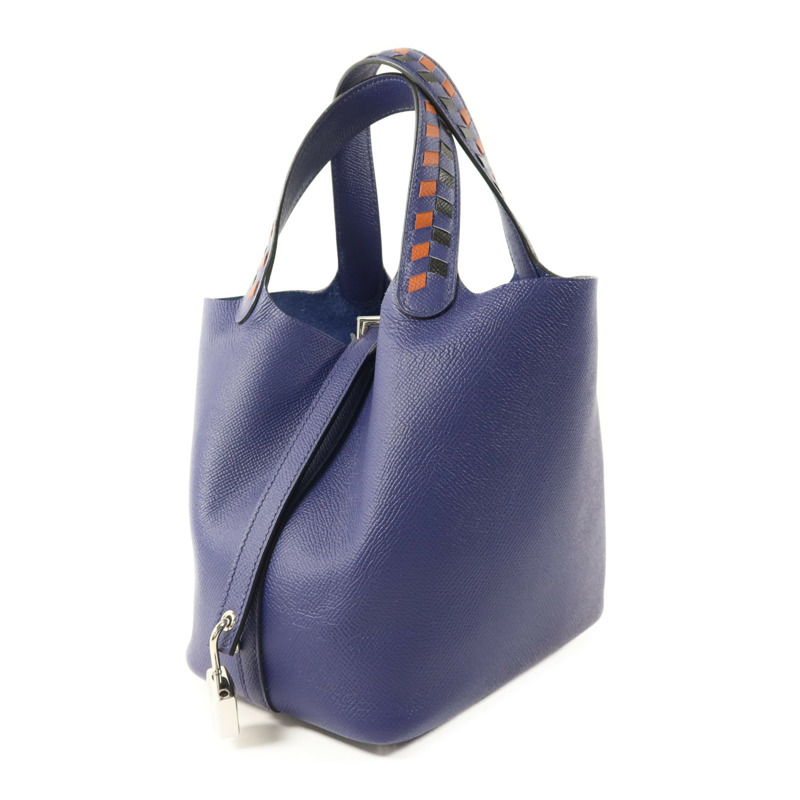 HERMES Epsom皮革Picotin Lock 18銀扣手挽袋Bleu Encre-2