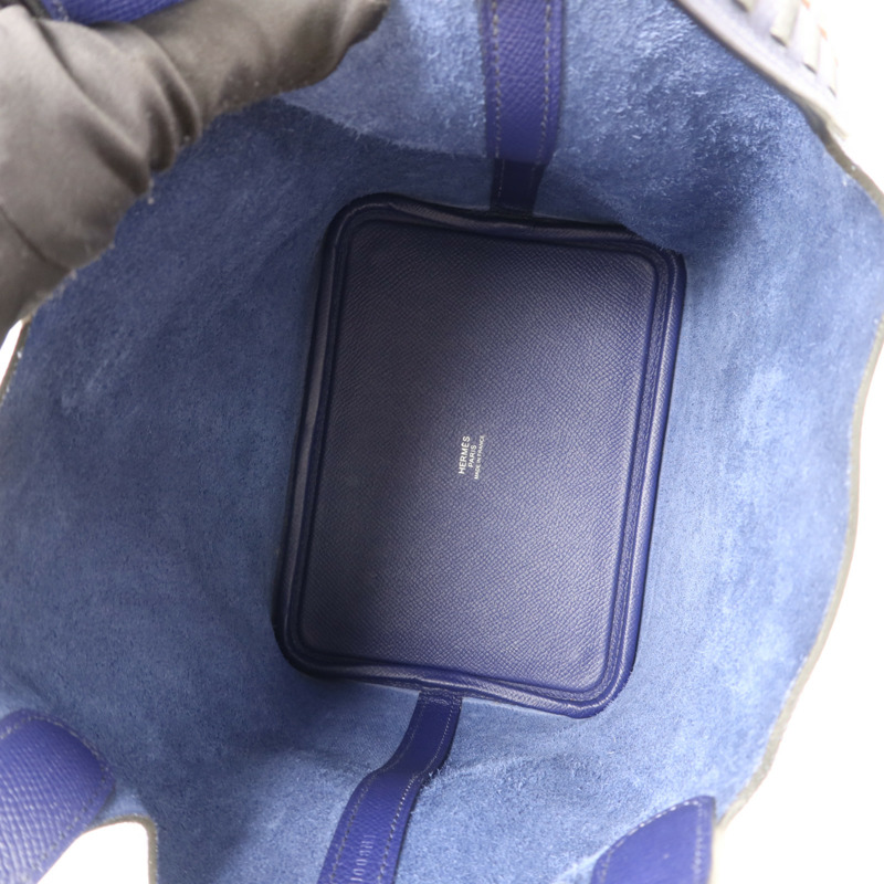 HERMES Epsom皮革Picotin Lock 18銀扣手挽袋Bleu Encre-4