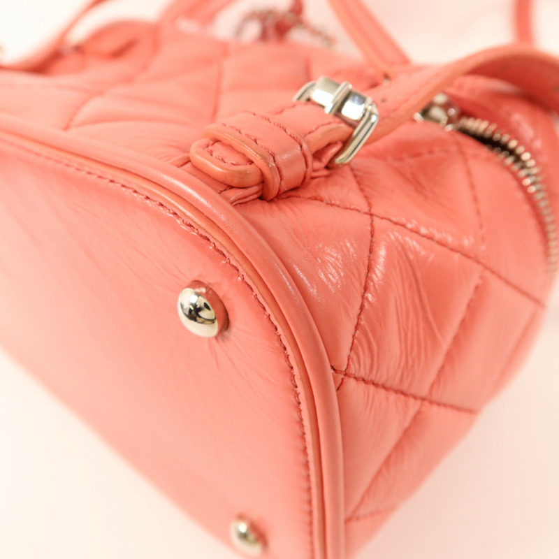 CHANEL 牛皮皮革/PVC Matelasse Backpack銀扣背包-13