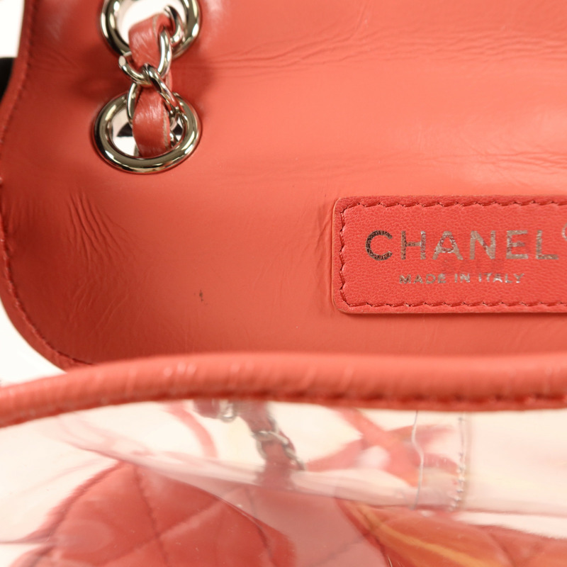 CHANEL 牛皮皮革/PVC Matelasse Backpack銀扣背包-17