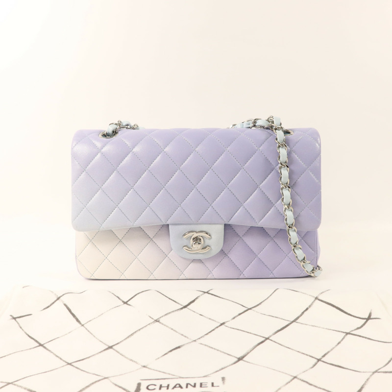 CHANEL 牛皮皮革Classic 25銀扣鏈帶肩背袋-9