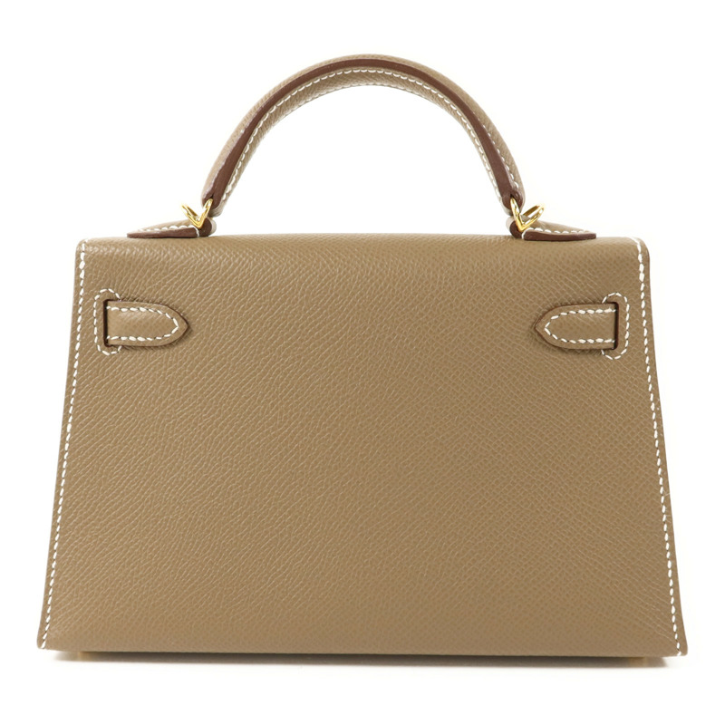 HERMES Epsom皮革Mini Kelly II金扣手挽肩背兩用袋Etoupe-1