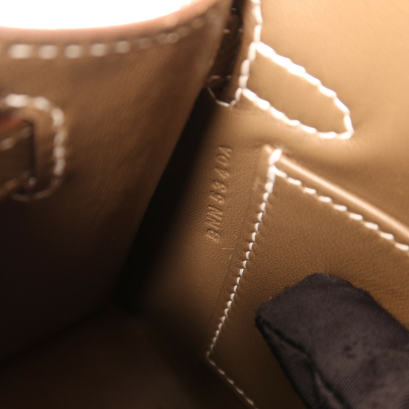 HERMES Epsom皮革Mini Kelly II金扣手挽肩背兩用袋Etoupe-6