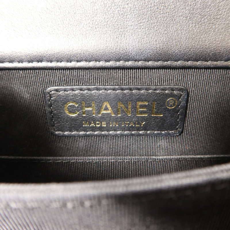 CHANEL 牛皮皮革Le Boy金扣鏈帶肩背袋-5