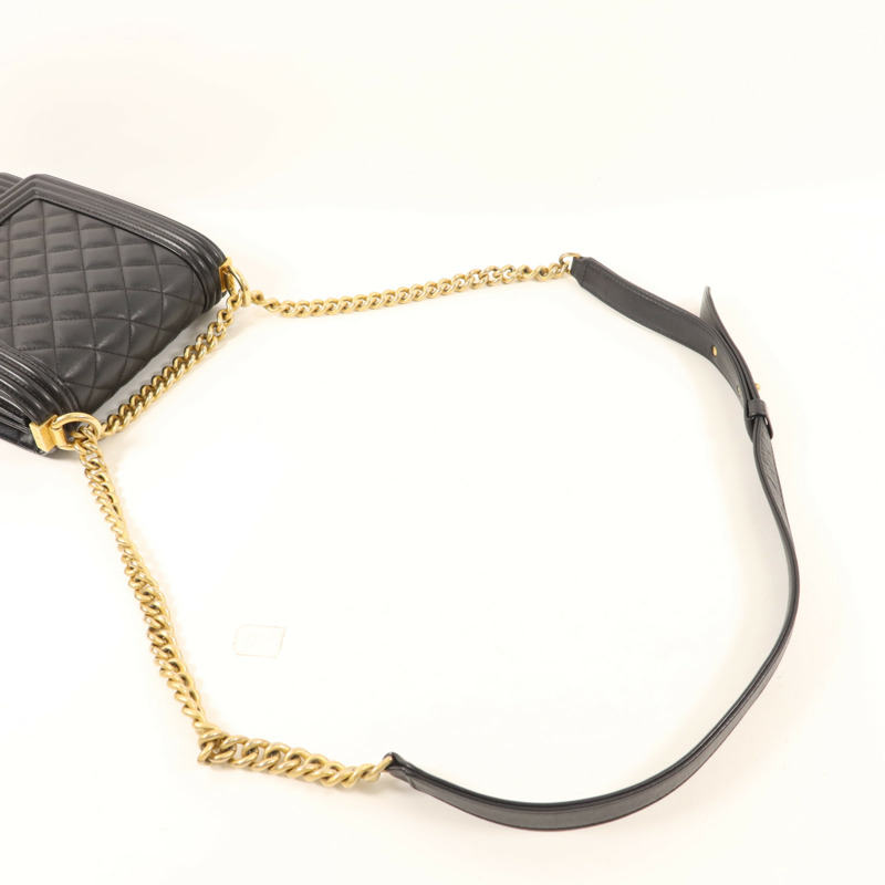 CHANEL 牛皮皮革Le Boy金扣鏈帶肩背袋-8
