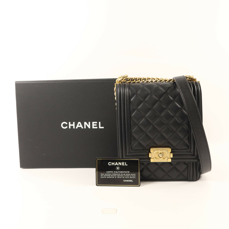 CHANEL 牛皮皮革Le Boy金扣鏈帶肩背袋-10