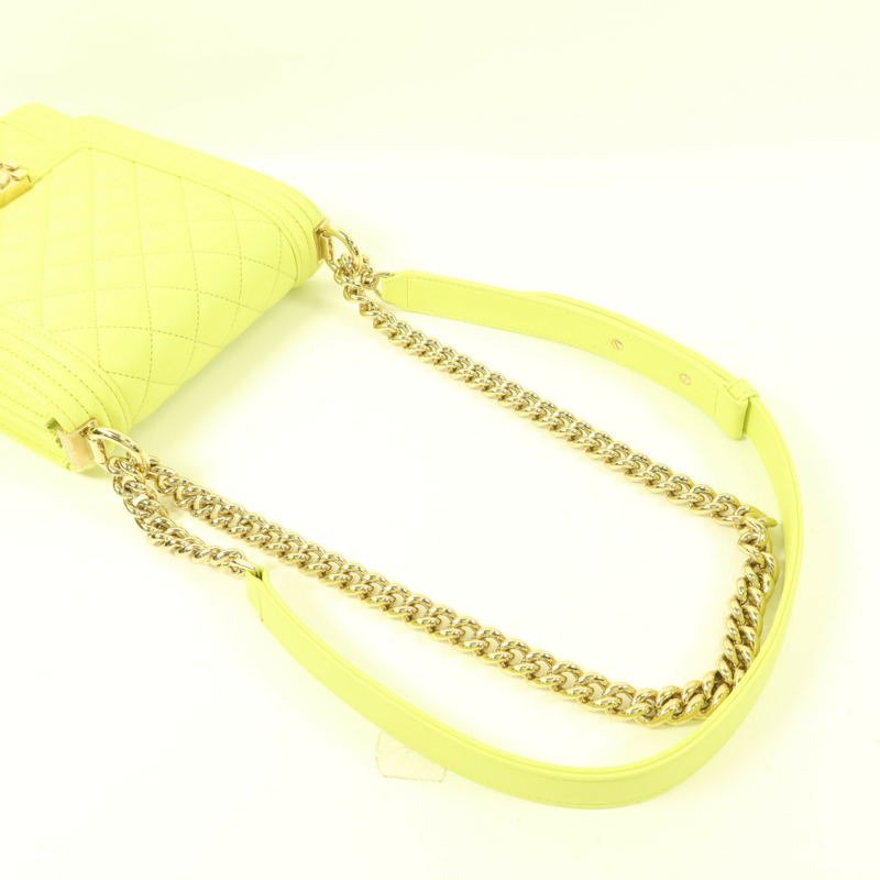 CHANEL 牛皮皮革Le Boy金扣鏈帶肩背袋-9