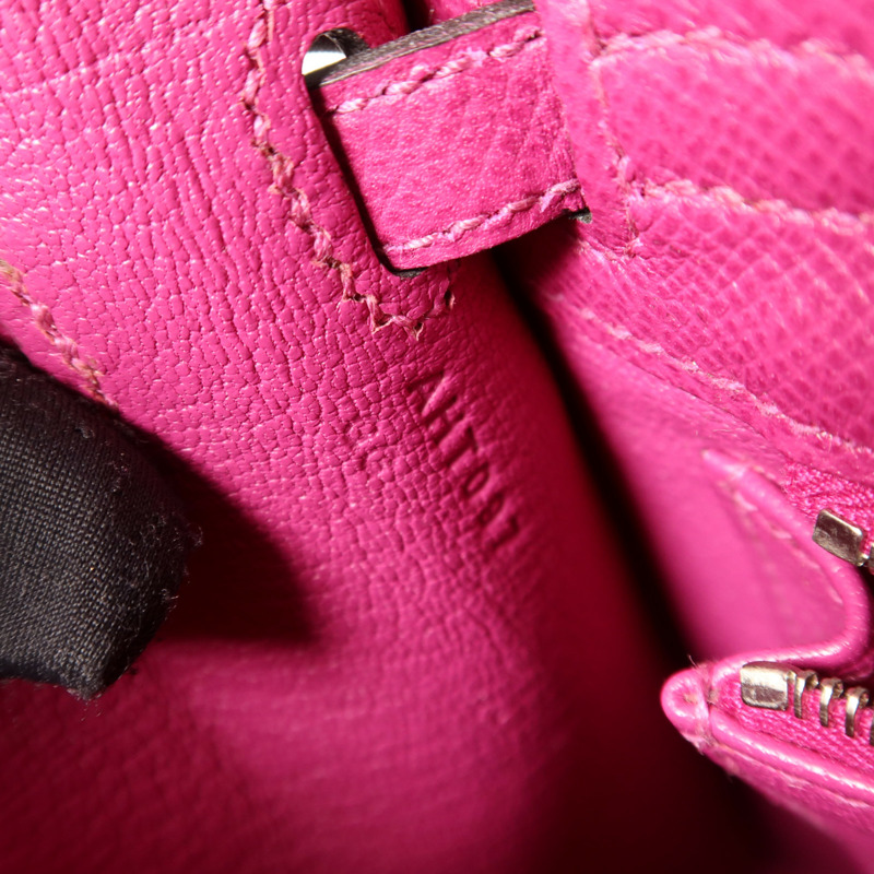 HERMES Epsom皮革Sac Kelly II Sellier 25銀扣手挽肩背兩用袋Rose Pourpre-6