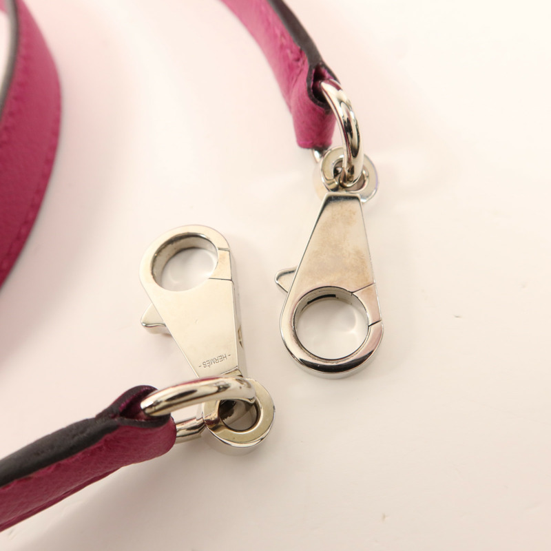 HERMES Epsom皮革Sac Kelly II Sellier 25銀扣手挽肩背兩用袋Rose Pourpre-11