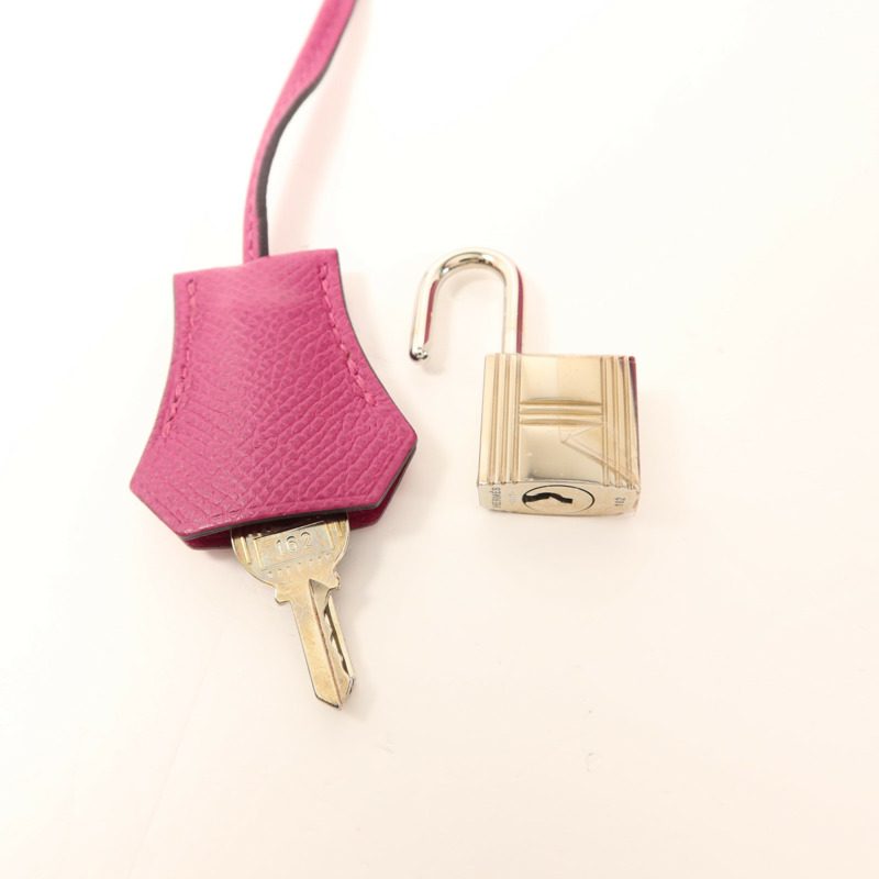 HERMES Epsom皮革Sac Kelly II Sellier 25銀扣手挽肩背兩用袋Rose Pourpre-12