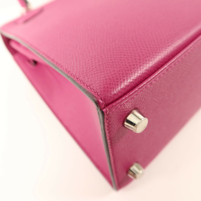 HERMES Epsom皮革Sac Kelly II Sellier 25銀扣手挽肩背兩用袋Rose Pourpre-18