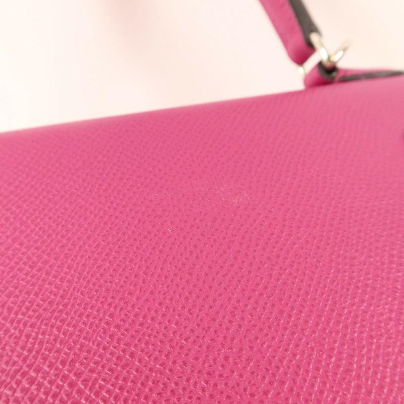 HERMES Epsom皮革Sac Kelly II Sellier 25銀扣手挽肩背兩用袋Rose Pourpre-19