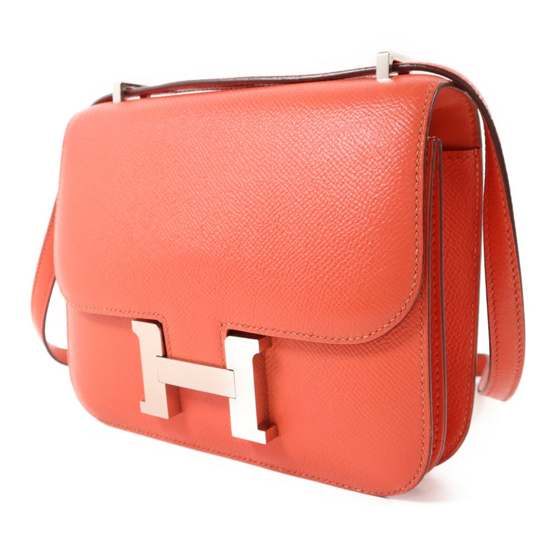 HERMES Epsom皮革Constance Mini銀扣肩背袋Rose Jaipur-2