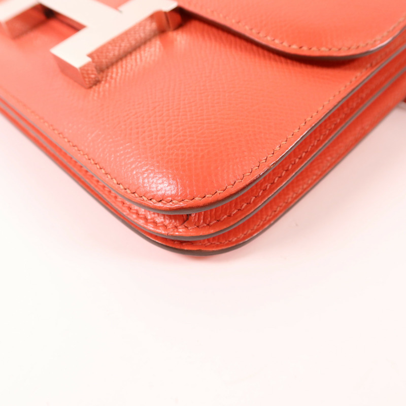 HERMES Epsom皮革Constance Mini銀扣肩背袋Rose Jaipur-10