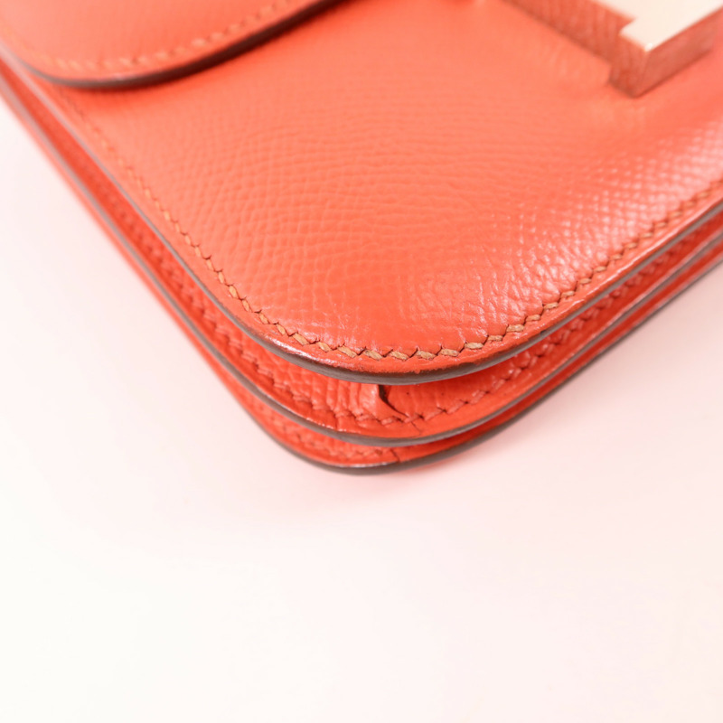HERMES Epsom皮革Constance Mini銀扣肩背袋Rose Jaipur-11