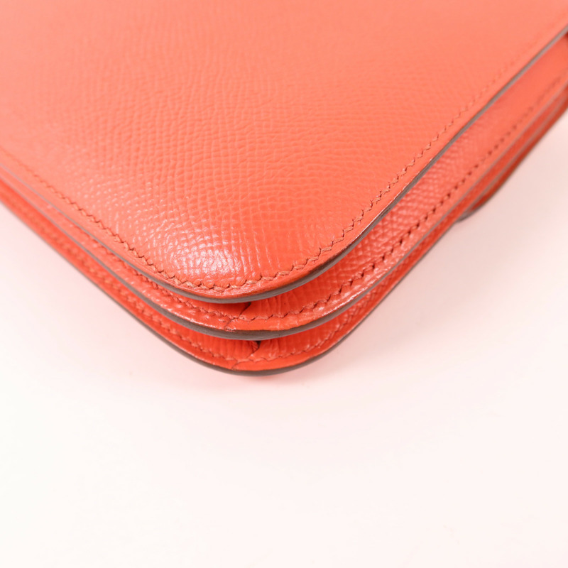 HERMES Epsom皮革Constance Mini銀扣肩背袋Rose Jaipur-12