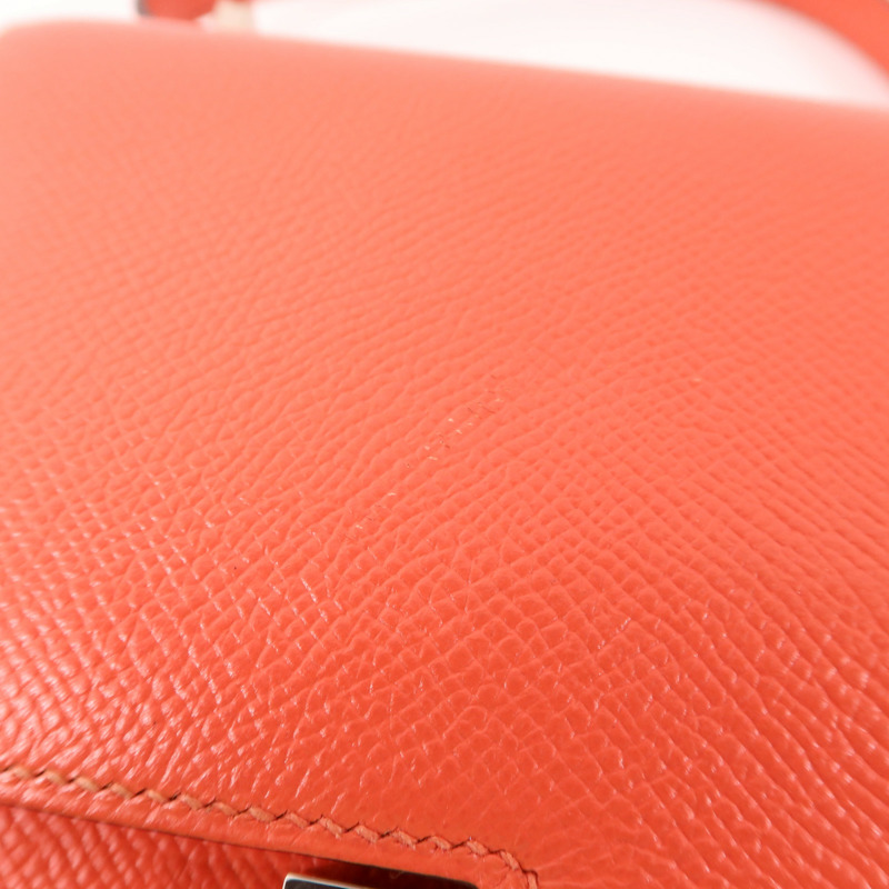 HERMES Epsom皮革Constance Mini銀扣肩背袋Rose Jaipur-14