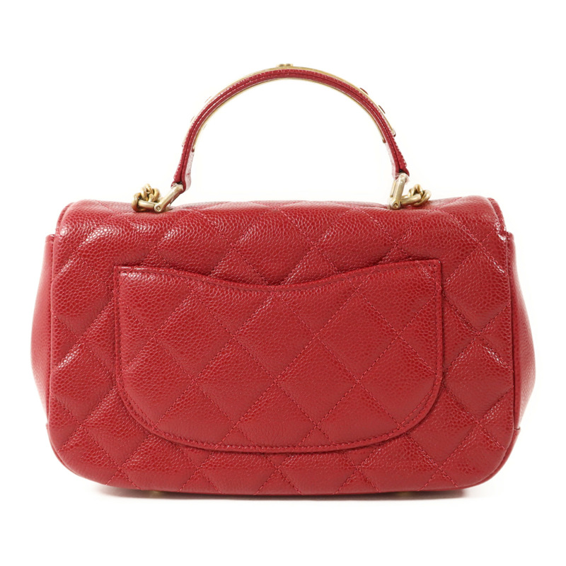 CHANEL 牛皮皮革Top Handle金扣鏈帶手挽肩背兩用袋-1