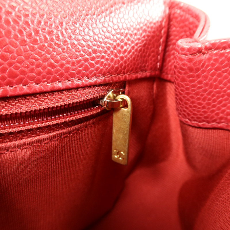 CHANEL 牛皮皮革Top Handle金扣鏈帶手挽肩背兩用袋-11