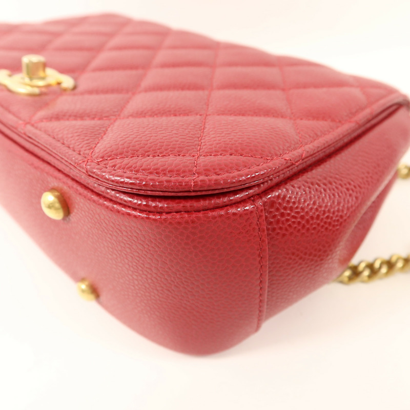 CHANEL 牛皮皮革Top Handle金扣鏈帶手挽肩背兩用袋-14