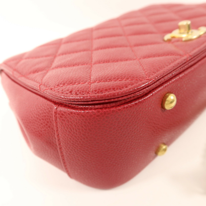 CHANEL 牛皮皮革Top Handle金扣鏈帶手挽肩背兩用袋-15